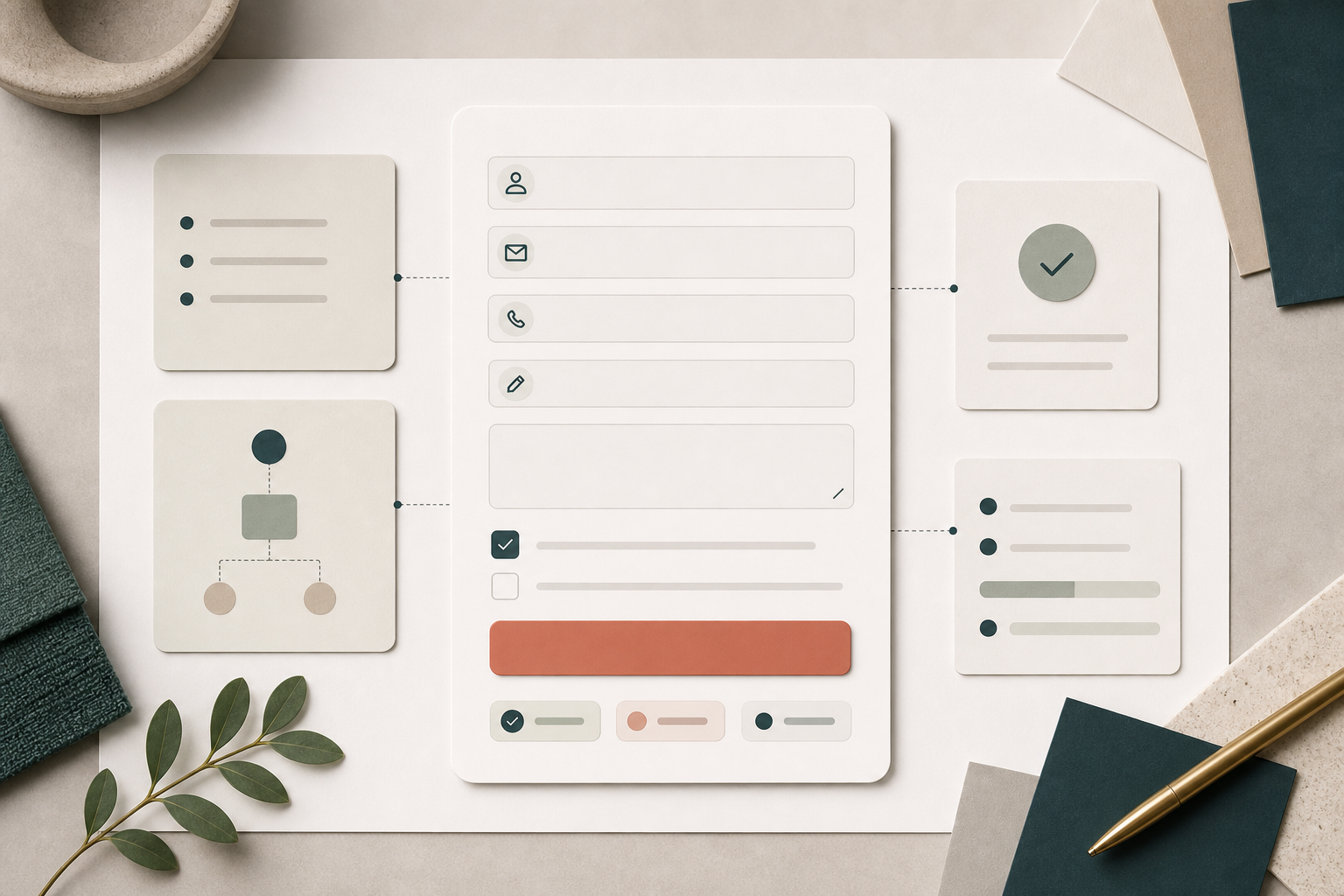 Editorial embedded form card with consent, validation, and submission states.