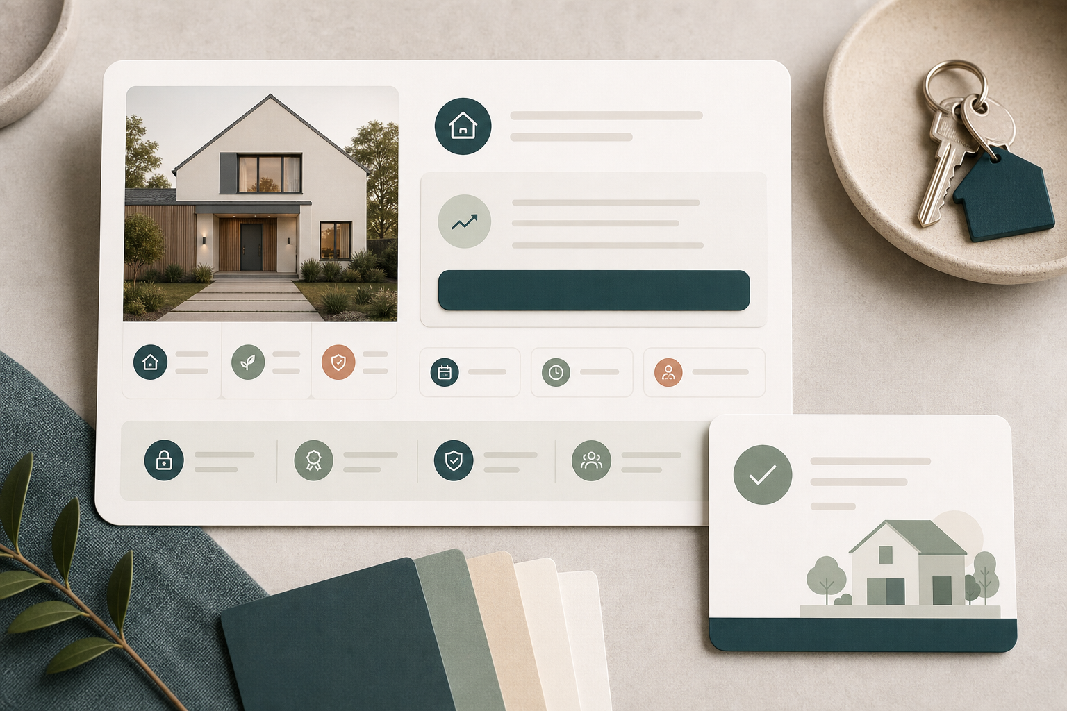 Editorial valuation request call-to-action with property and appraisal cards.